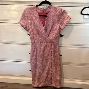 Banana Republic Pink Tweed Midi Dress